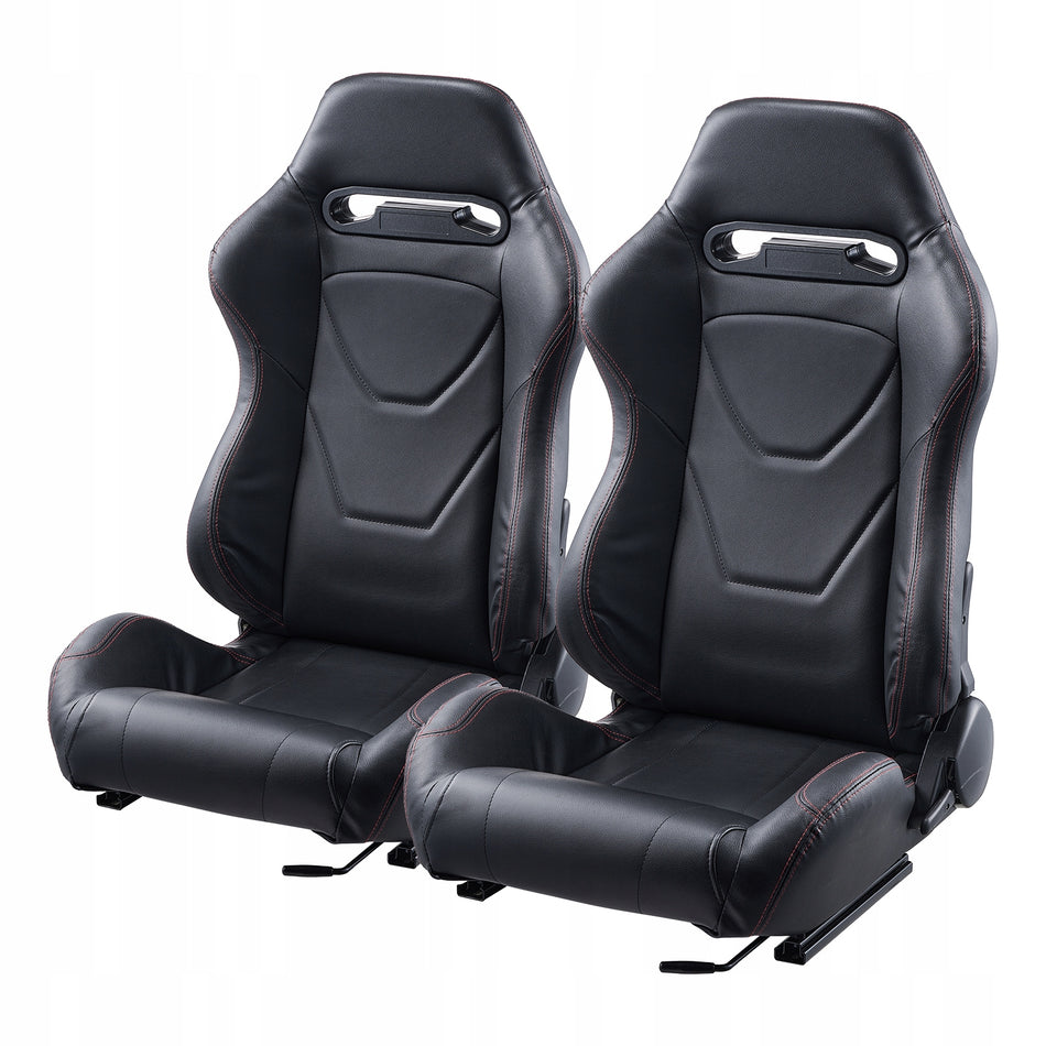 VEVOR RACING CHAIR 2PCS ADJUSTABLE COCKPIT PVC LEATHER STRONG COMFORT