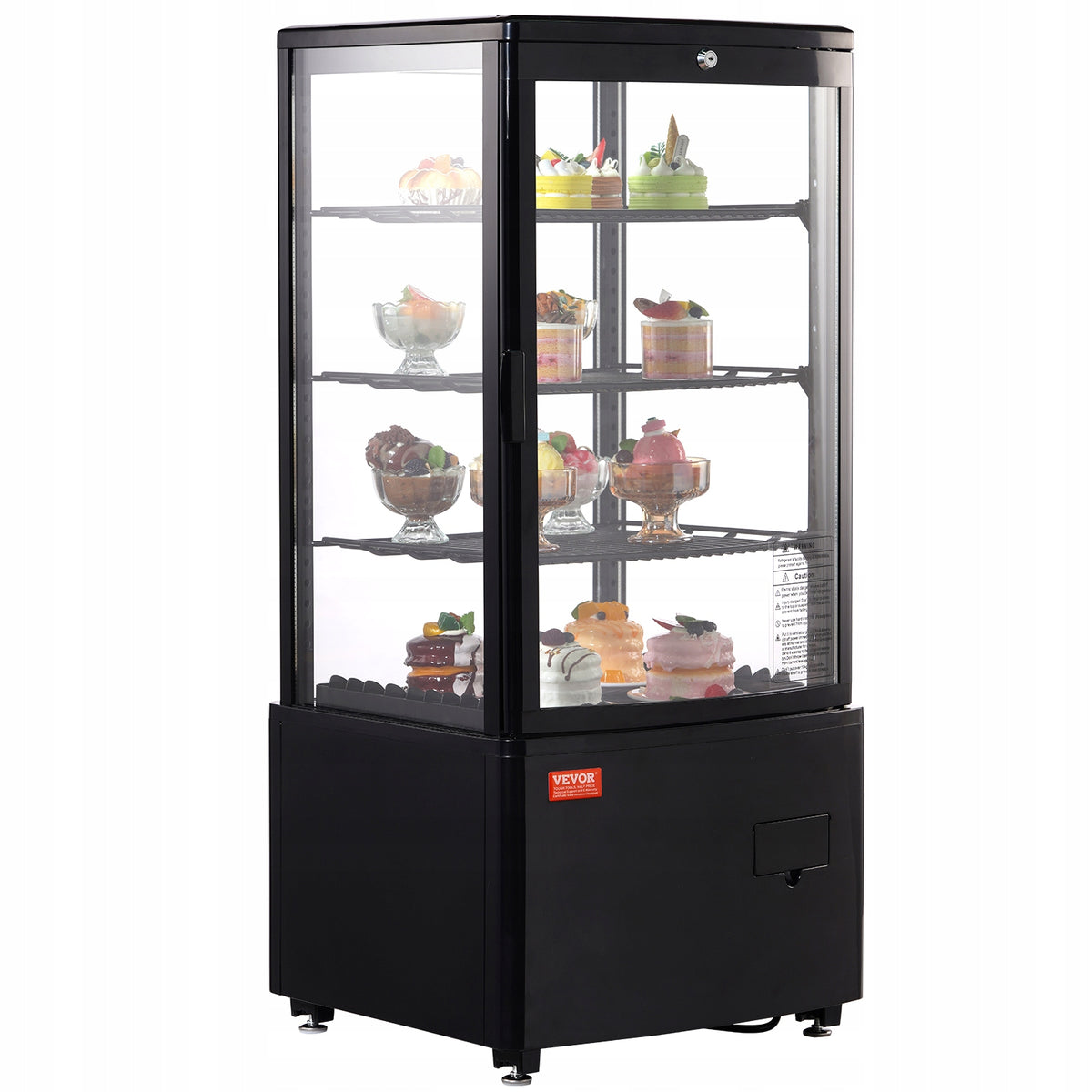 VEVOR 85L COUNTERTOP REFRIGERATED DISPLAY CASE 3 SHELVES TURBO COOLING LED