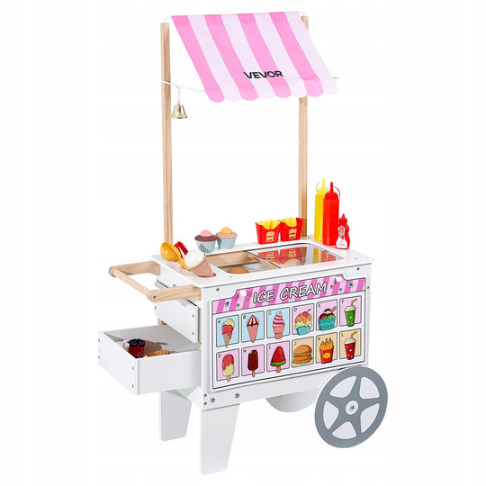 VEVOR KIDS ICE CREAM SHOP WITH 20 ACCESSORIES WOODEN KITCHEN WITH DRAWERS