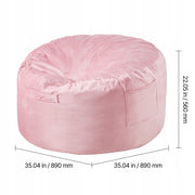 VEVOR GAMING CHAIR BEAN BAG ROUND PINK VELVET 89X89X56 CM PREMIUM