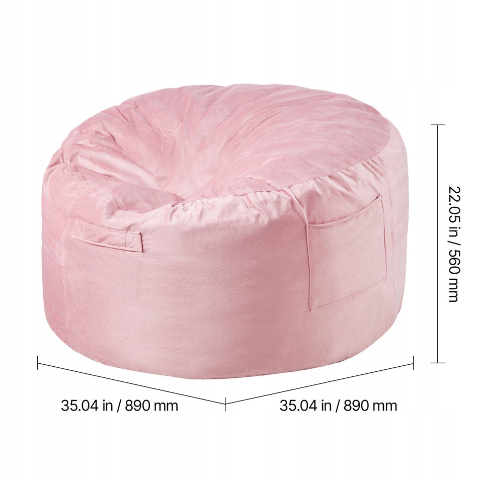 VEVOR GAMING CHAIR BEAN BAG ROUND PINK VELVET 89X89X56 CM PREMIUM