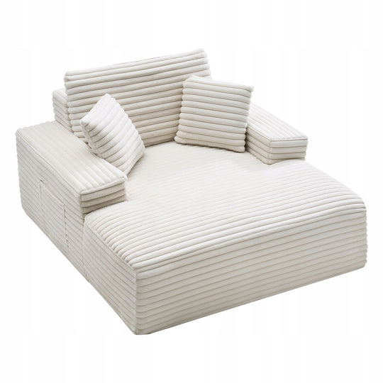 VEVOR 138 CM UPHOLSTERED RECLINING SOFA BED BEIGE
