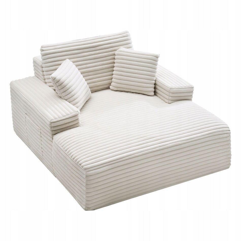 VEVOR 138 CM UPHOLSTERED RECLINING SOFA BED BEIGE