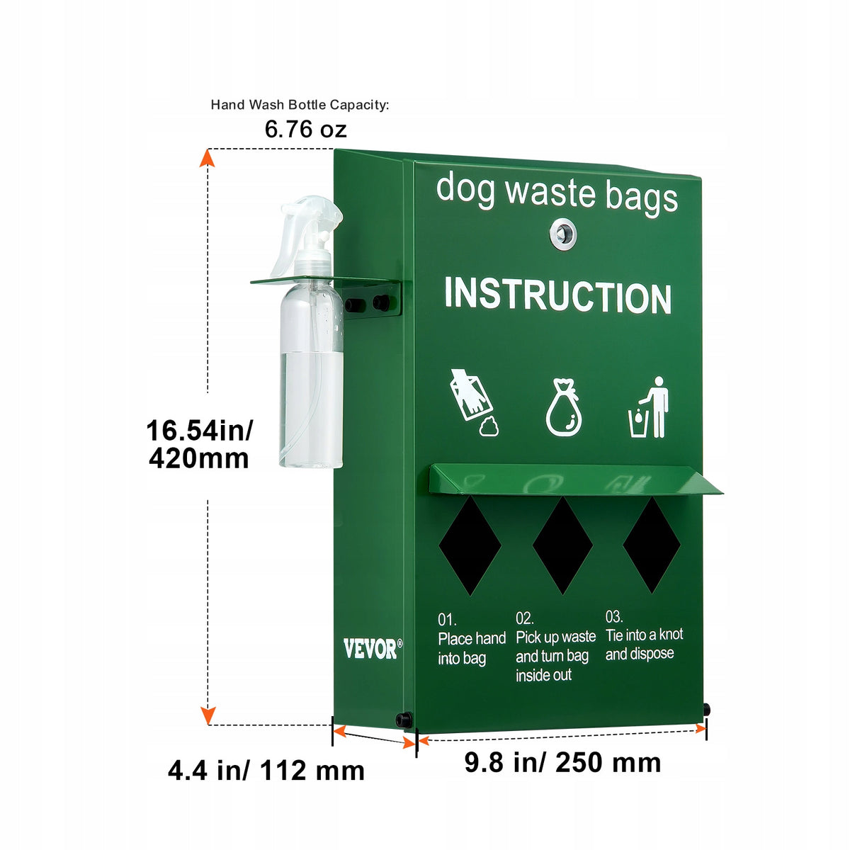 DOG POOP BAG DISPENSER VEVOR LOCKABLE WITH 600 BAGS GREEN