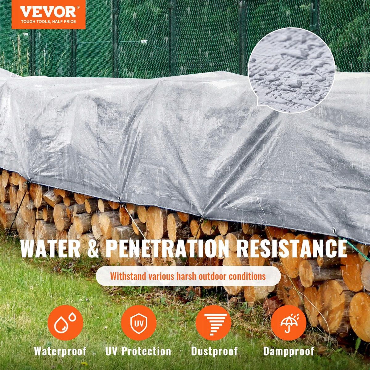 VEVOR PROTECTIVE TARP 609.6X914.4 CM 10 MIL WATERPROOF UV HEAVY DUTY