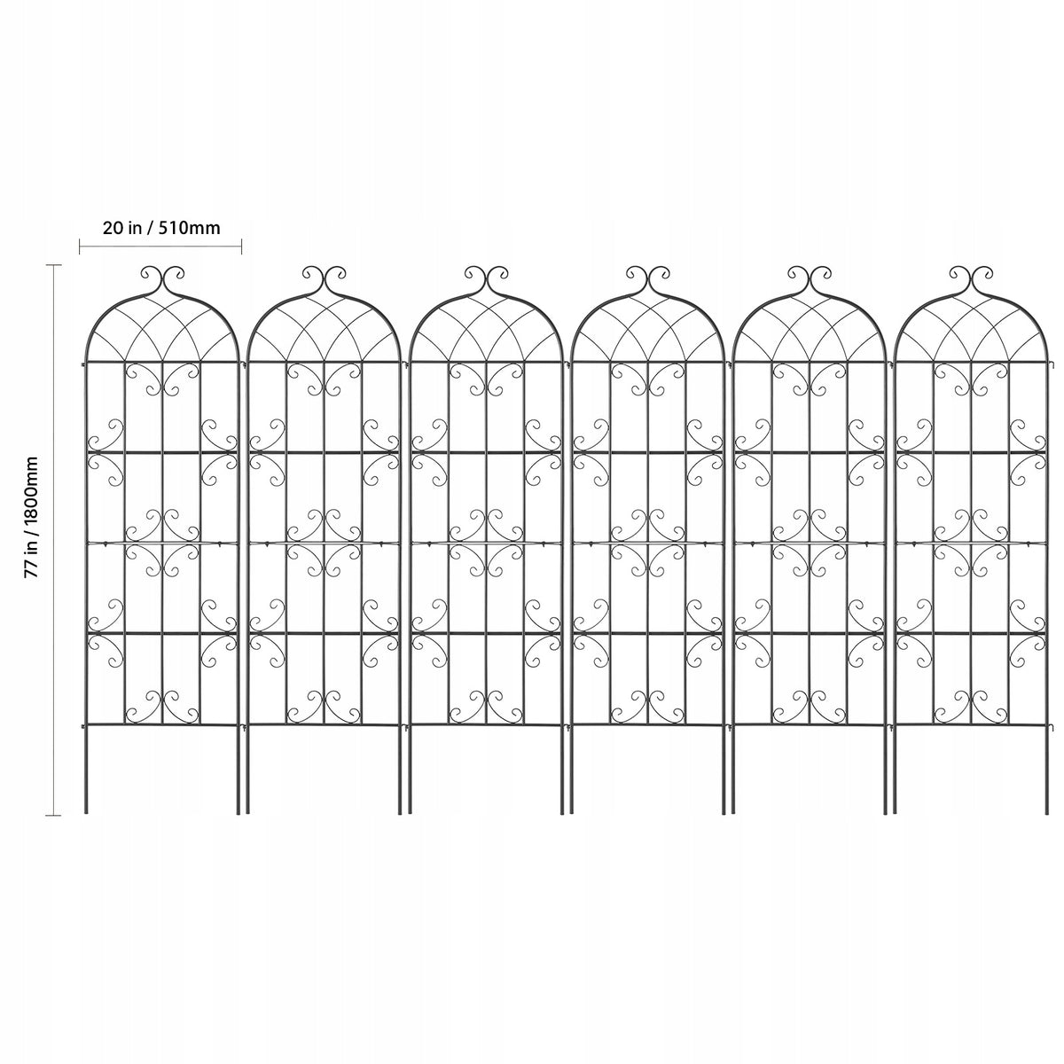 VEVOR 51X180 CM CLIMBING PLANT SUPPORT 6-PACK METAL TRELLIS STURDY