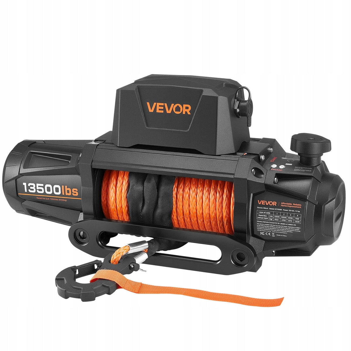 VEVOR ELECTRIC WINCH 6100 KG 12V DC SYNTHETIC ROPE IP67 PREMIUM