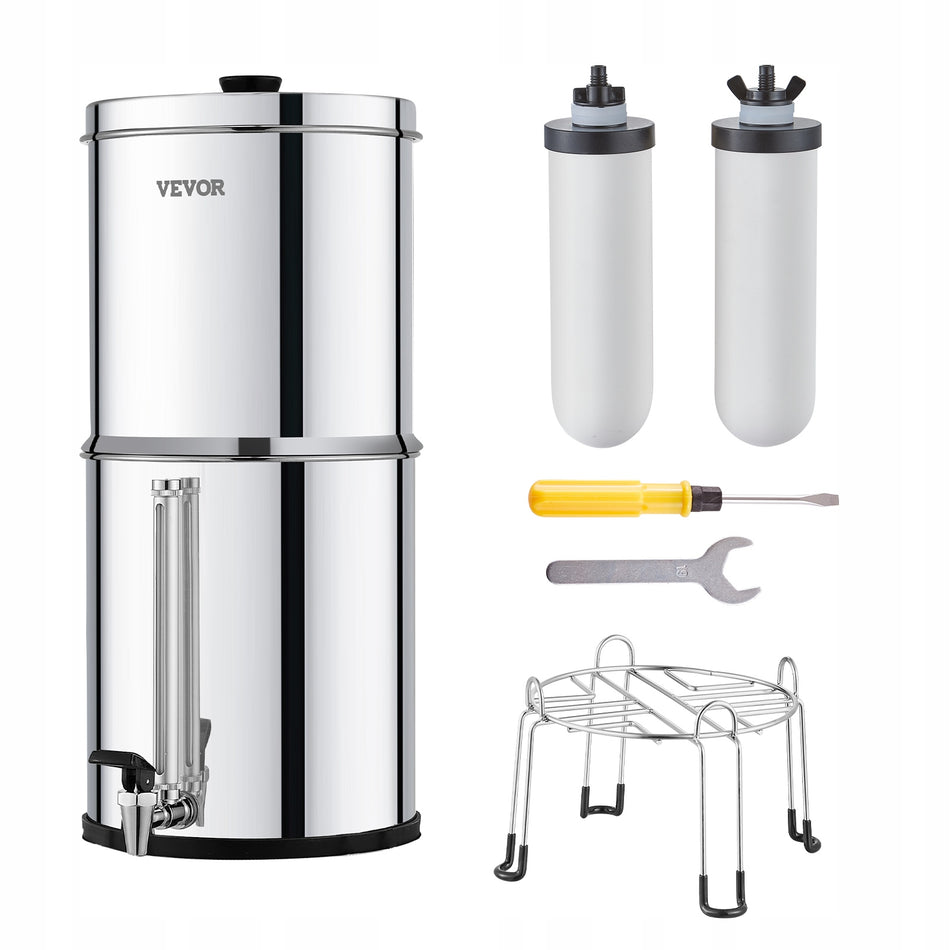 VEVOR POWERFUL GRAVITY-FED WATER FILTRATION SYSTEM STAINLESS STEEL 2.25G