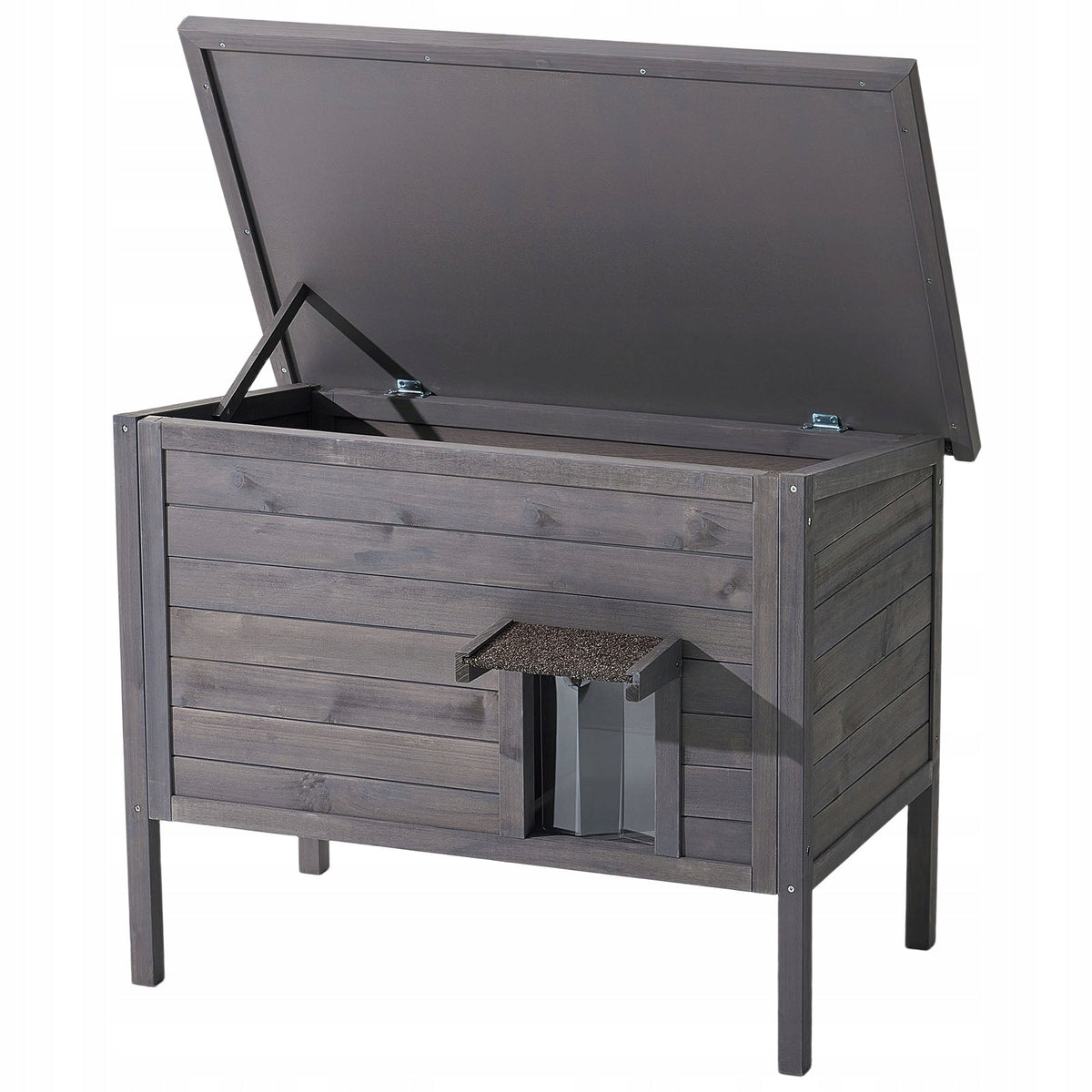 STURDY WOODEN CAT HOUSE VEVOR OUTDOOR 870X535X690 MM GREY