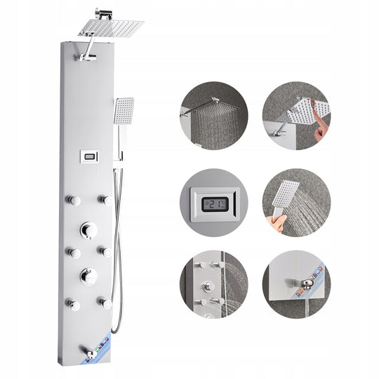 VEVOR SHOWER SYSTEM WITH PANEL AND RAIN SHOWER 124 CM PREMIUM 304 STEEL