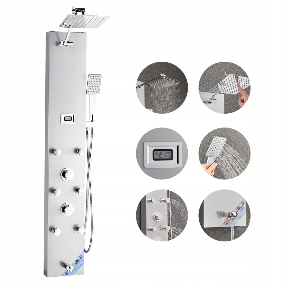 VEVOR SHOWER SYSTEM WITH PANEL AND RAIN SHOWER 124 CM PREMIUM 304 STEEL