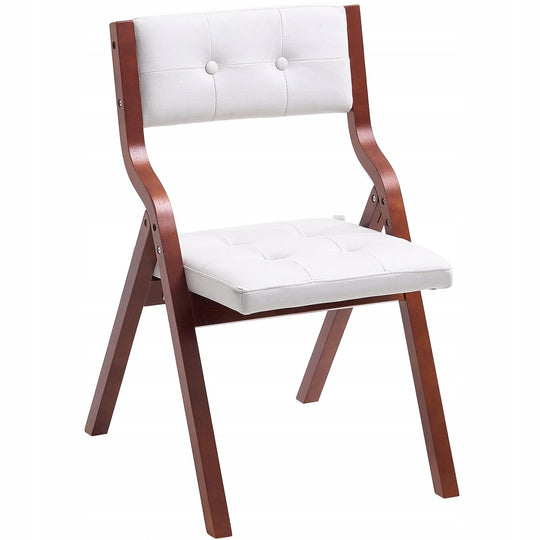 VEVOR FOLDING GARDEN CHAIR WITH CUSHION WOODEN FRAME 4 PCS WHITE