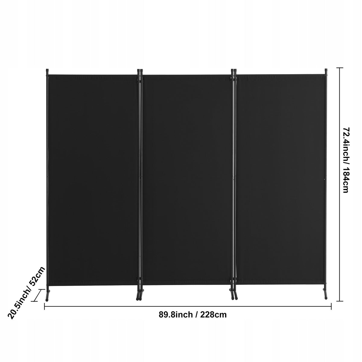 VEVOR 3-Panel Folding Room Divider Strong Black