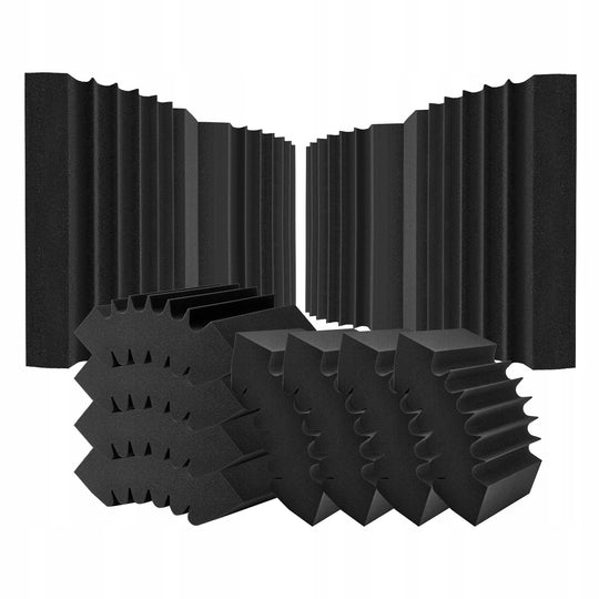 SET OF 4 VEVOR ACOUSTIC PANELS SELF-ADHESIVE FOAM 42X16X30 CM BLACK