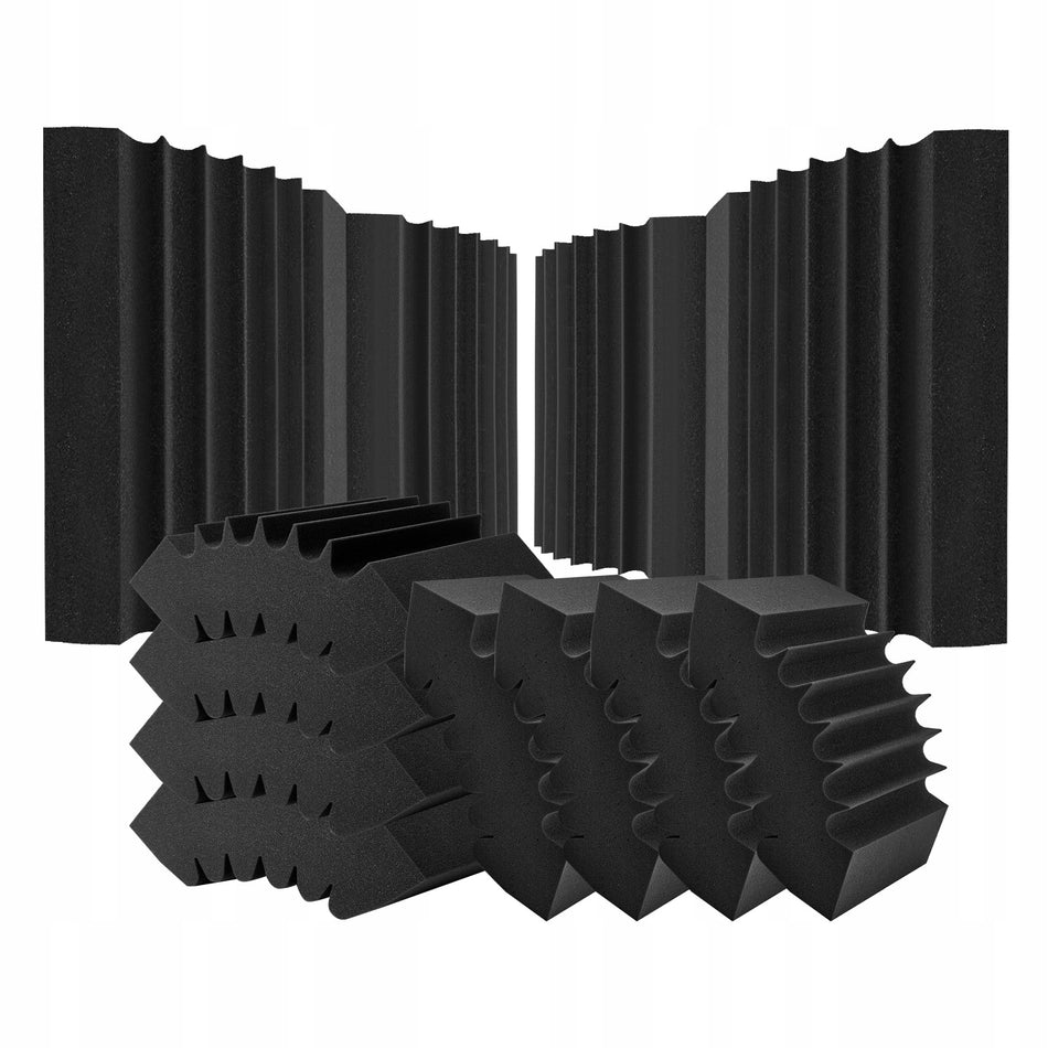 SET OF 4 VEVOR ACOUSTIC PANELS SELF-ADHESIVE FOAM 42X16X30 CM BLACK