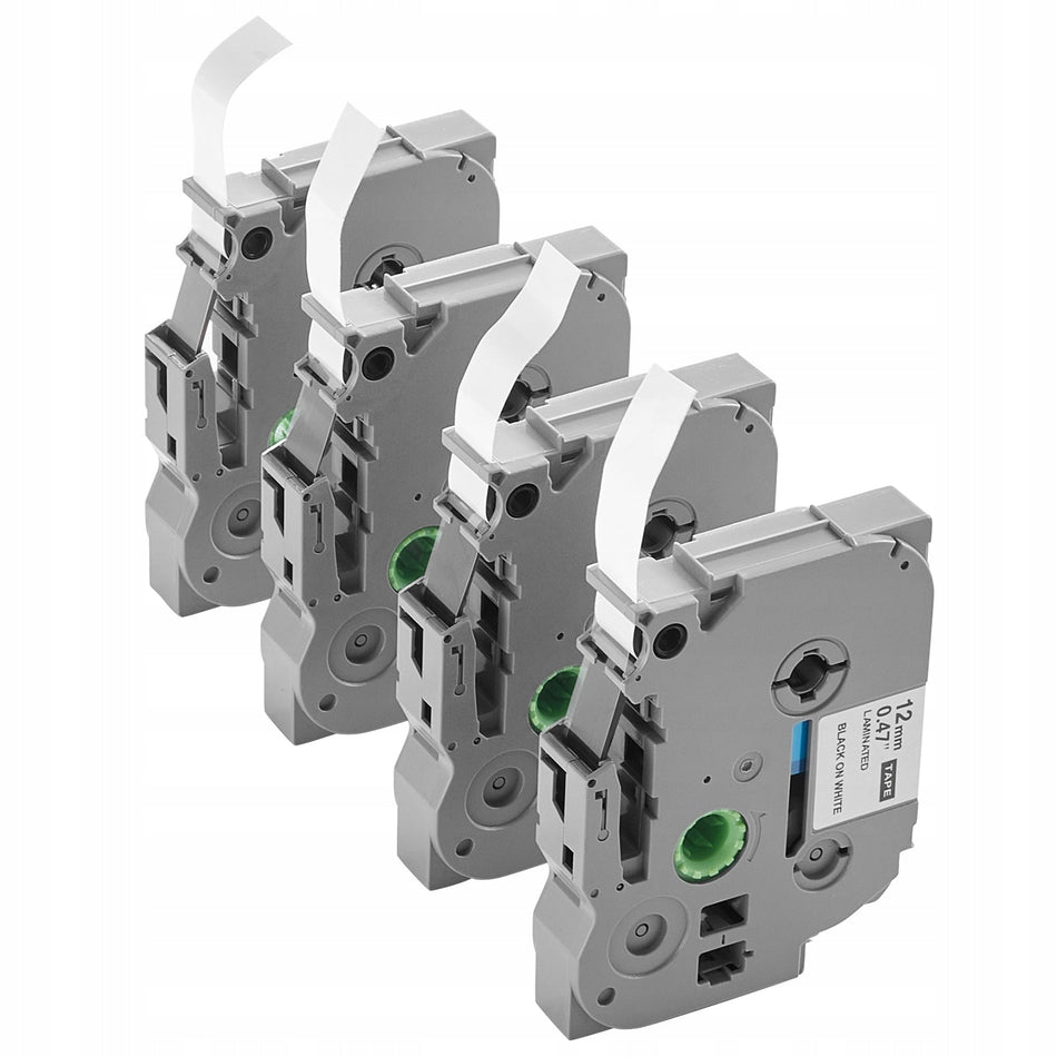 VEVOR Label Tape 4 pcs 12mm Black-on-White Compatible with Brother