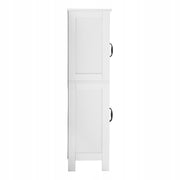 VEVOR WOODEN BATHROOM CABINET 4 SHELVES 4 DOORS WHITE ADJUSTABLE PREMIUM