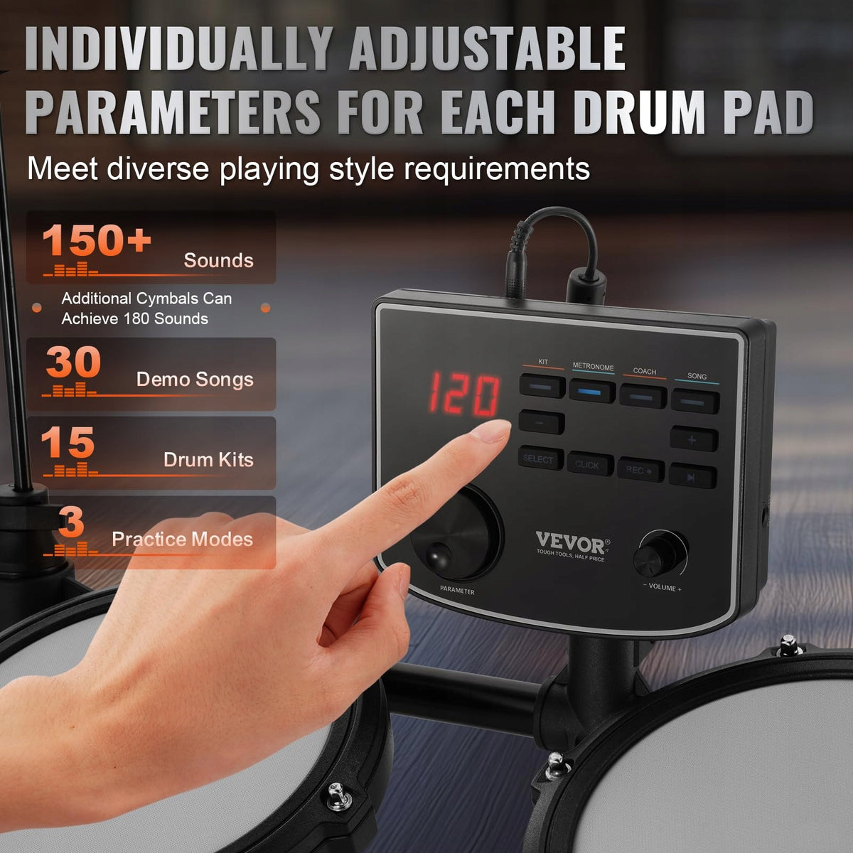 VEVOR ELECTRONIC DRUM SET 15 KITS 150 SOUNDS USB MIDI