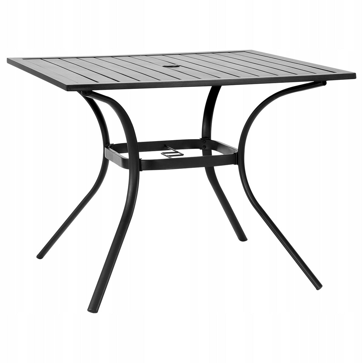 VEVOR GARDEN TABLE 94X94CM BLACK STRONG PATIO TABLE WITH UMBRELLA HOLE