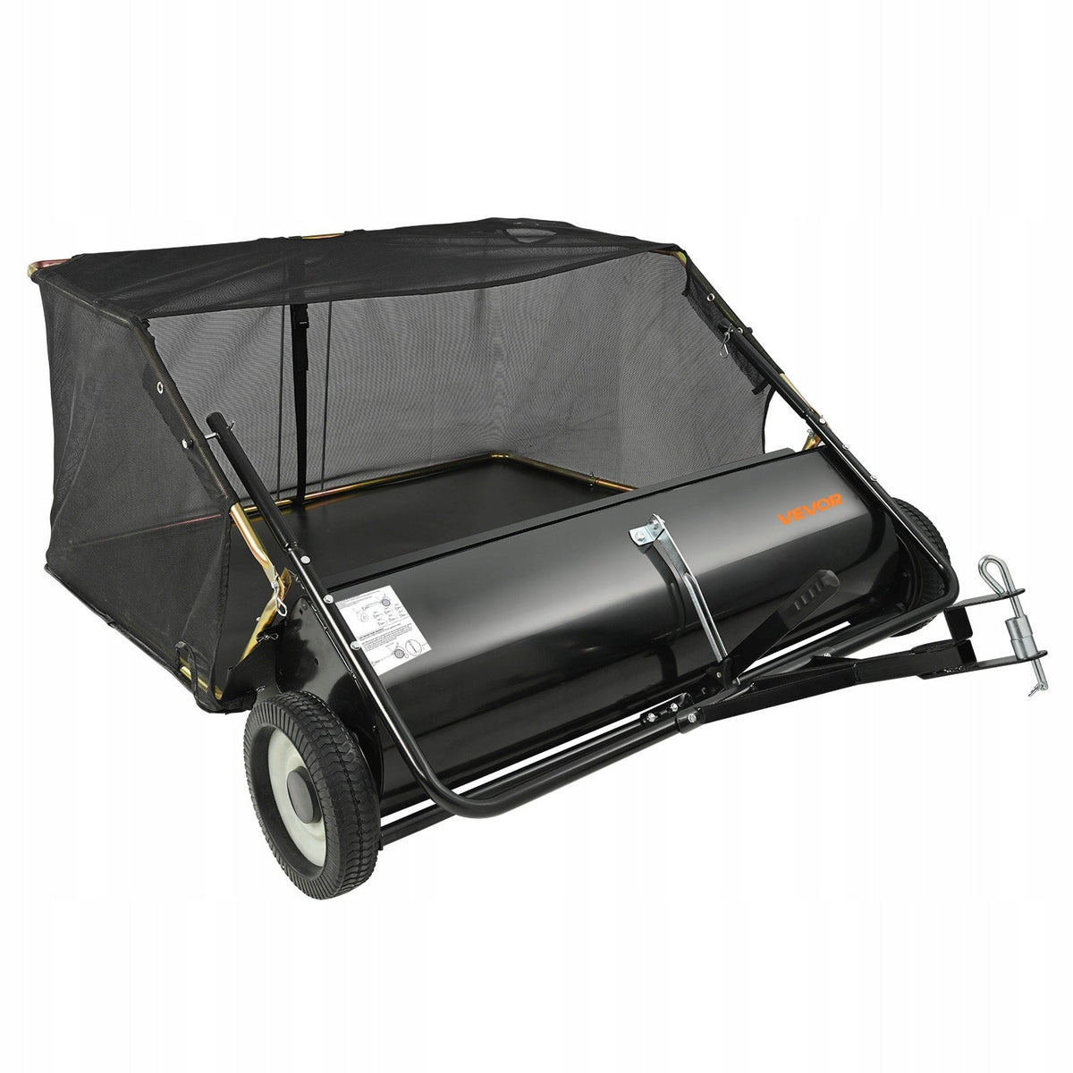 VEVOR LAWN SWEEPER 111.8 CM POWERFUL BRUSH LEAF COLLECTOR 700L