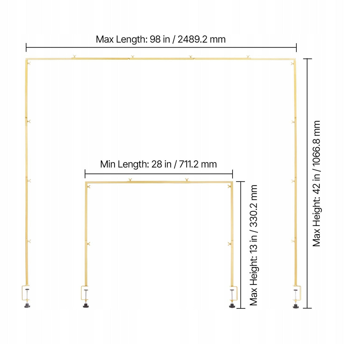 VEVOR 711-2489MM GOLD ADJUSTABLE TABLE ARCH STABLE DECORATIVE PREMIUM