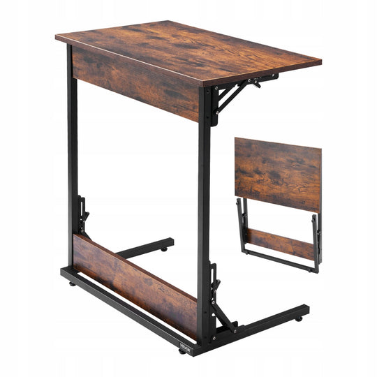VEVOR FOLDING COFFEE TABLE WITH METAL FRAME ADJUSTABLE LEGS BROWN