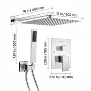 VEVOR PROFESSIONAL SHOWER FAUCET WITH 12-INCH SQUARE RAIN SHOWER HEAD