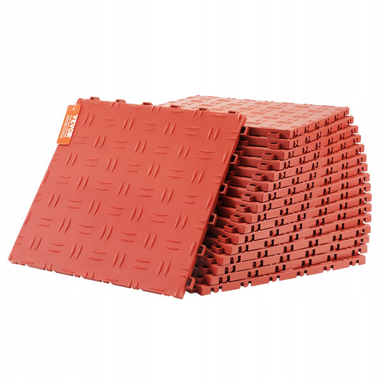 SET OF 25 VEVOR GARAGE FLOOR TILES 305X305X13.4MM RED PREMIUM