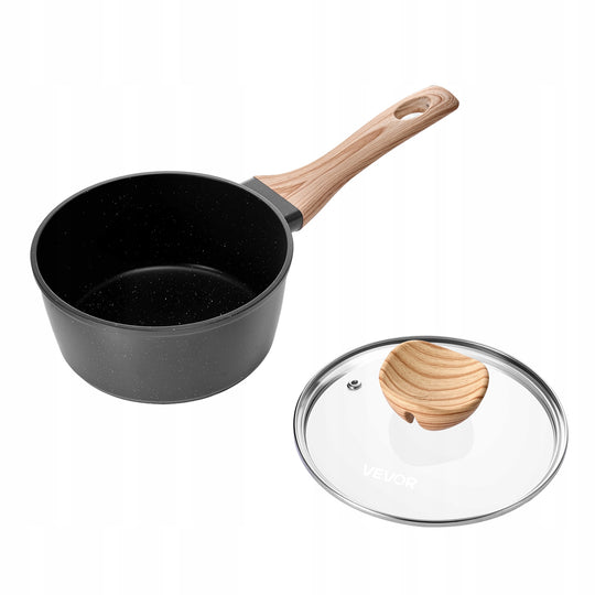 VEVOR NON-STICK SAUCEPAN 1.42L WITH GLASS LID BAKELITE HANDLE