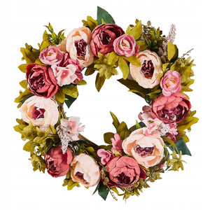 VEVOR ARTIFICIAL DECORATIVE WREATH 48 26 CM PINK WITH PREMIUM PEONIES