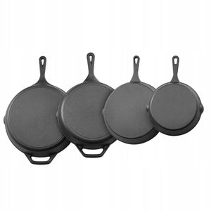 VEVOR CAST IRON PAN SET 150 205 260 305 MM STRONG SET SILICONE