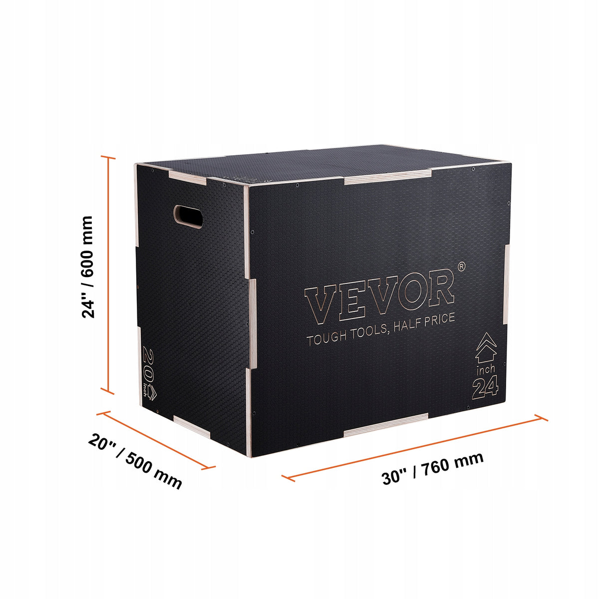 VEVOR 3-in-1 Professional Wooden Plyometric Box 30 24 20 Inch