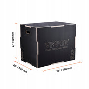 VEVOR 3-in-1 Professional Wooden Plyometric Box 30 24 20 Inch