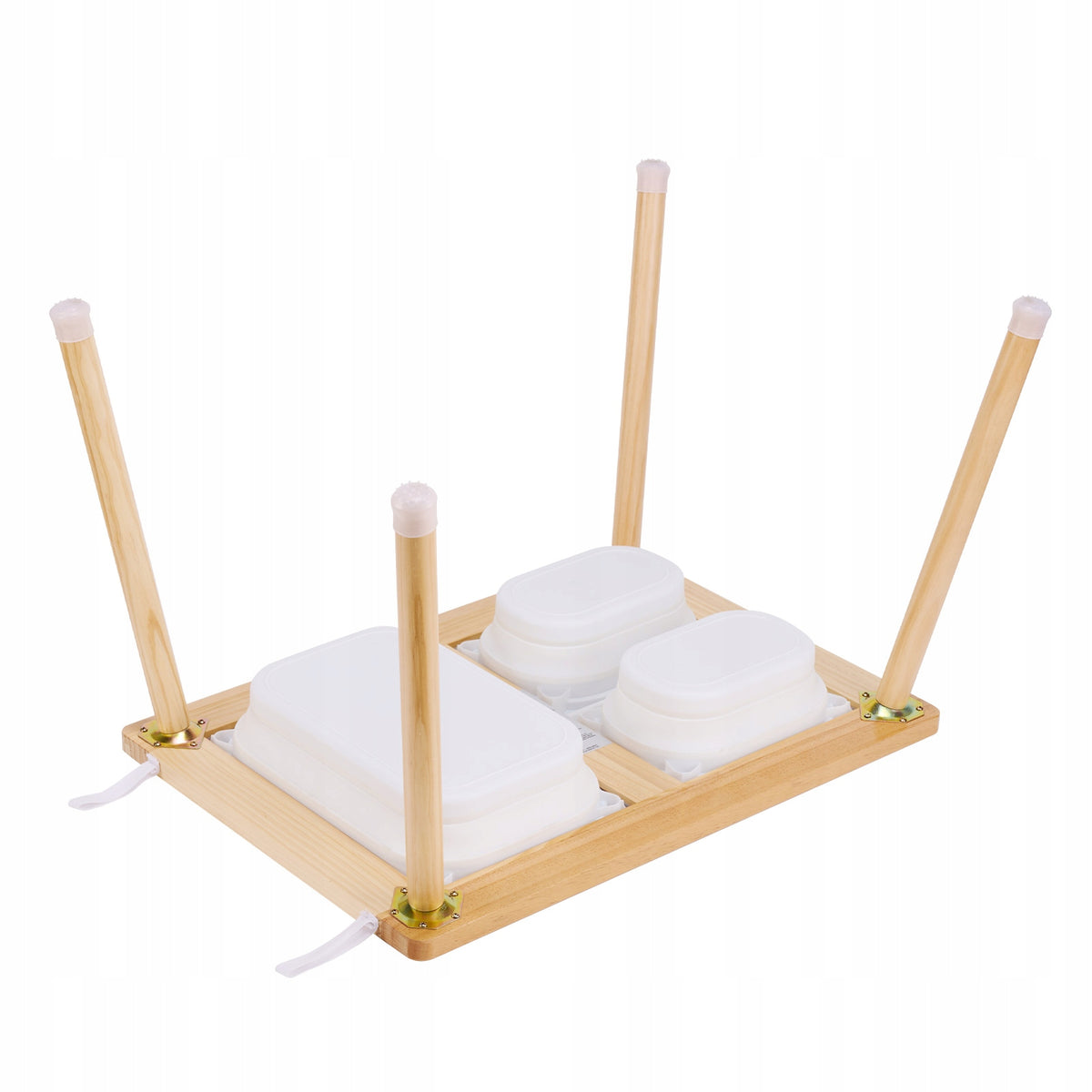 VEVOR STURDY WOODEN SENSORY TABLE WITH 3 FOLDING BINS AND ROLLER