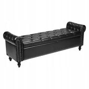 VEVOR OTTOMAN BENCH PU LEATHER WITH WOODEN LEGS 166X46X56 CM BLACK