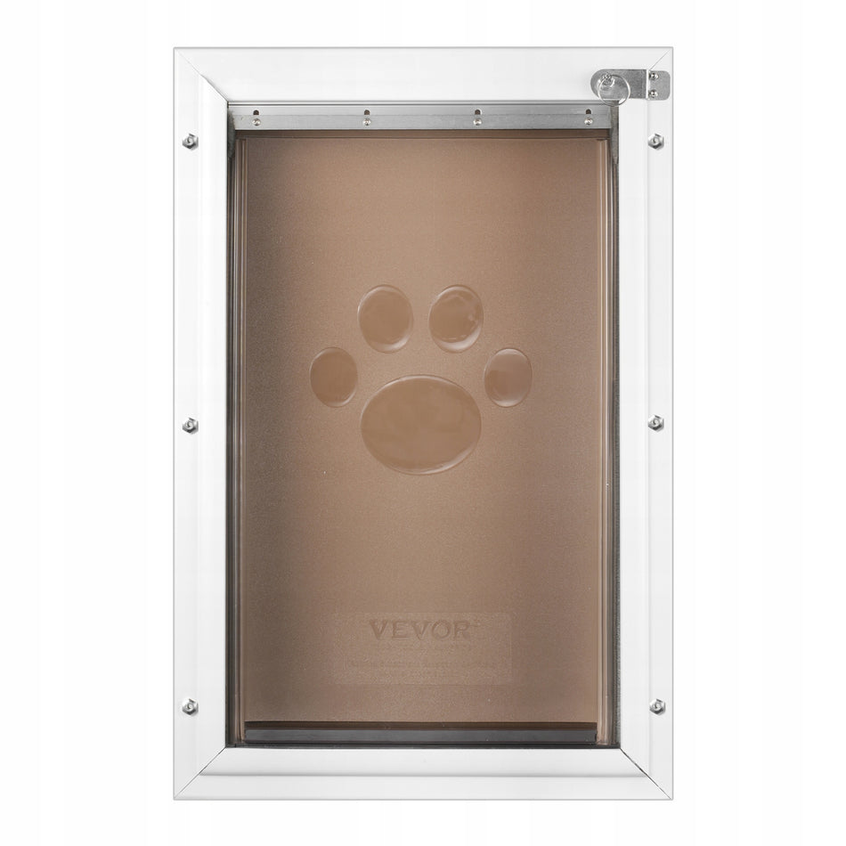 VEVOR DOG FLAP ALUMINIUM FRAME WITH LOCK AND XL SYSTEM WHITE
