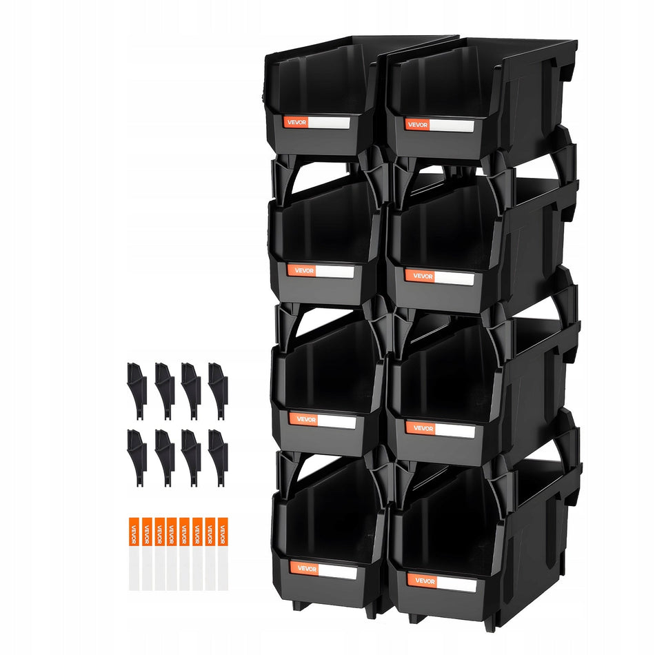 VEVOR STACKABLE BOXES 8 PCS 276X140X130 MM STRONG AND PRACTICAL