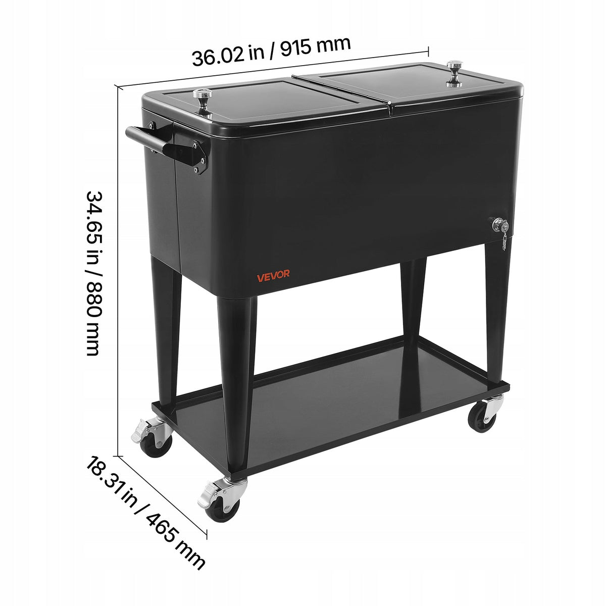 VEVOR 75.71L REFRIGERATED TROLLEY FOR BEVERAGES, UP TO 50 BOTTLES, 110 CANS, STRONG