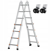 VEVOR TELESCOPIC ALUMINUM LADDER 4M A-FRAME STRONG STABLE WHEELS