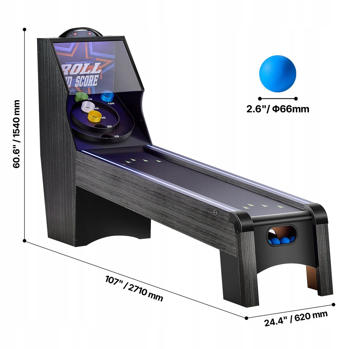 PROFESSIONAL VEVOR 9 FT ROLL AND SCORE LED ARCADE TABLE