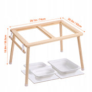 VEVOR STURDY WOODEN SENSORY TABLE WITH 3 FOLDING BINS AND ROLLER