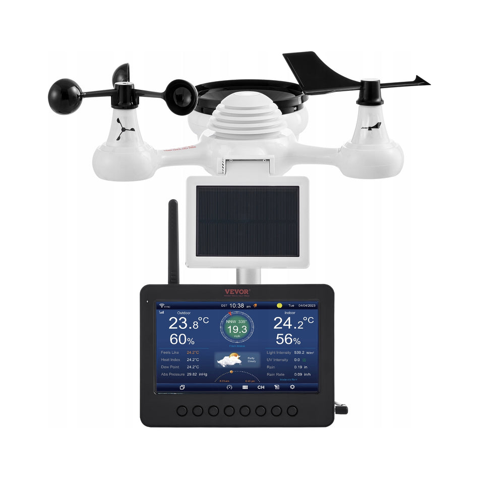 VEVOR WEATHER STATION 7-IN-1 WLAN TFT 7.3 INCH SOLAR POWERFUL TRANSMISSION