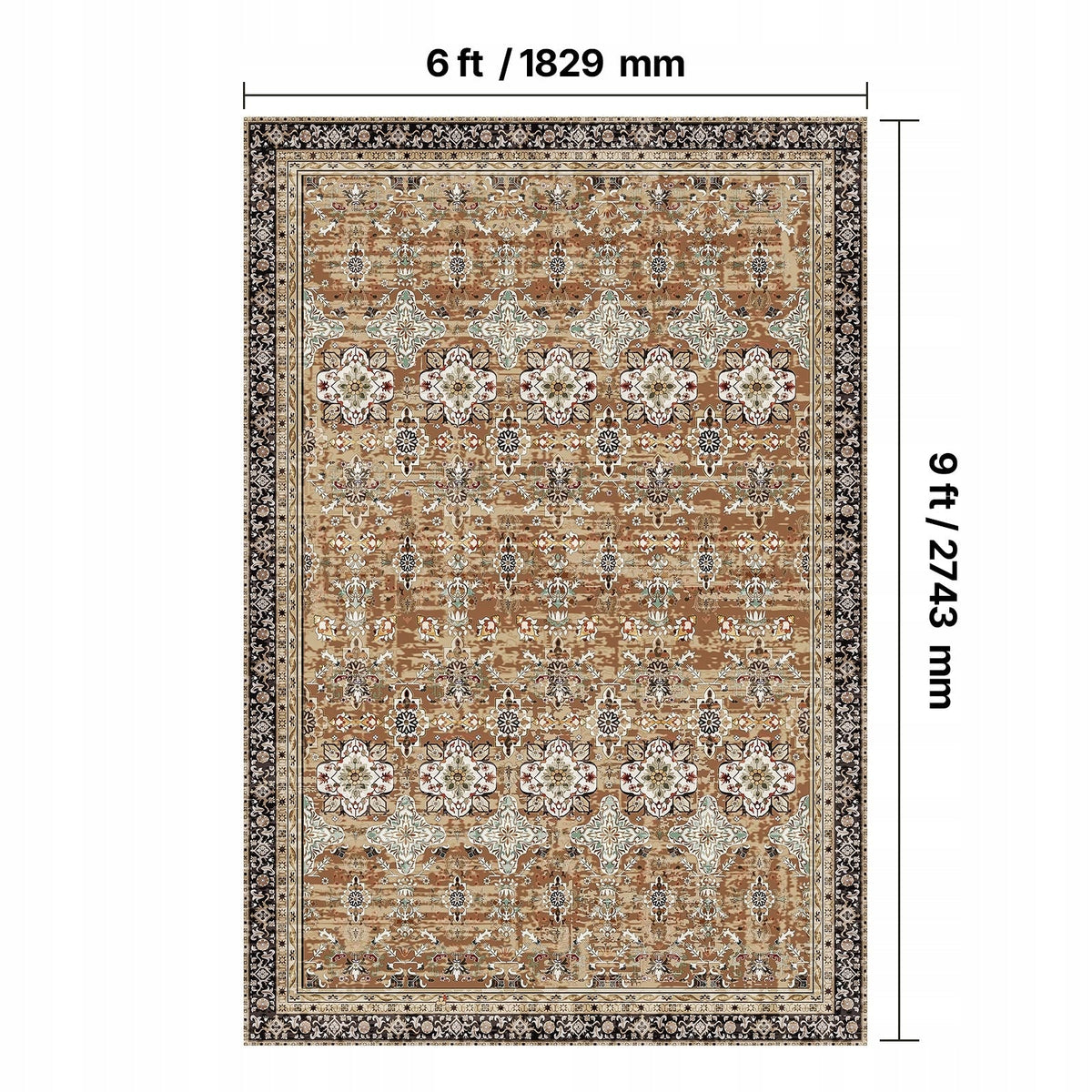 VEVOR RUG 1829X2743 MM LOW PILE WASHABLE NON-SLIP
