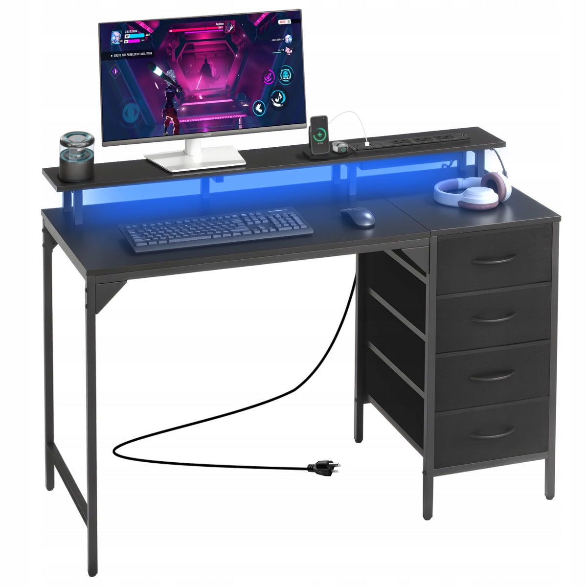 VEVOR COMPUTER DESK WITH SMART LED LIGHTS 120 CM STRONG