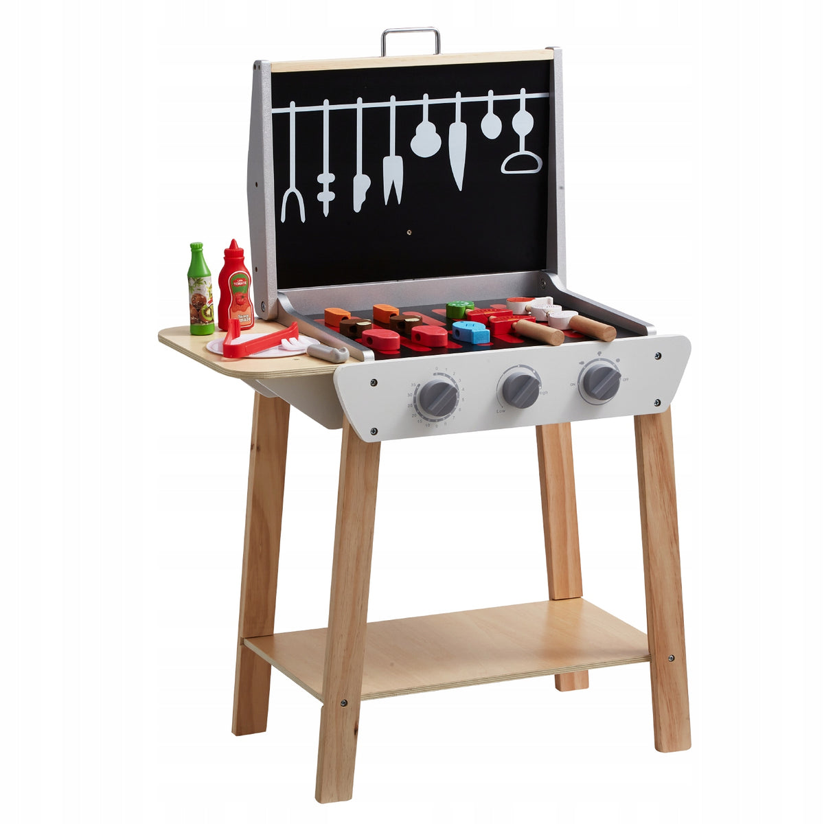 VEVOR WOODEN TOY GRILL FOR CHILDREN 21 PIECE PREMIUM SET FOR