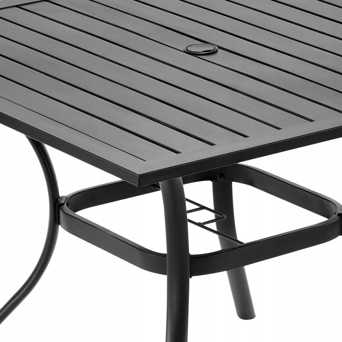 VEVOR GARDEN TABLE 94X94CM BLACK STRONG PATIO TABLE WITH UMBRELLA HOLE