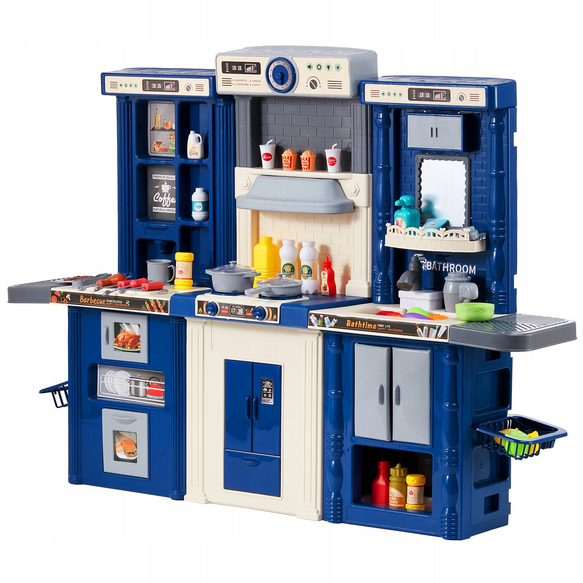PREMIUM VEVOR 3-IN-1 CHILDREN'S KITCHEN SET WITH 74 ACCESSORIES BLUE
