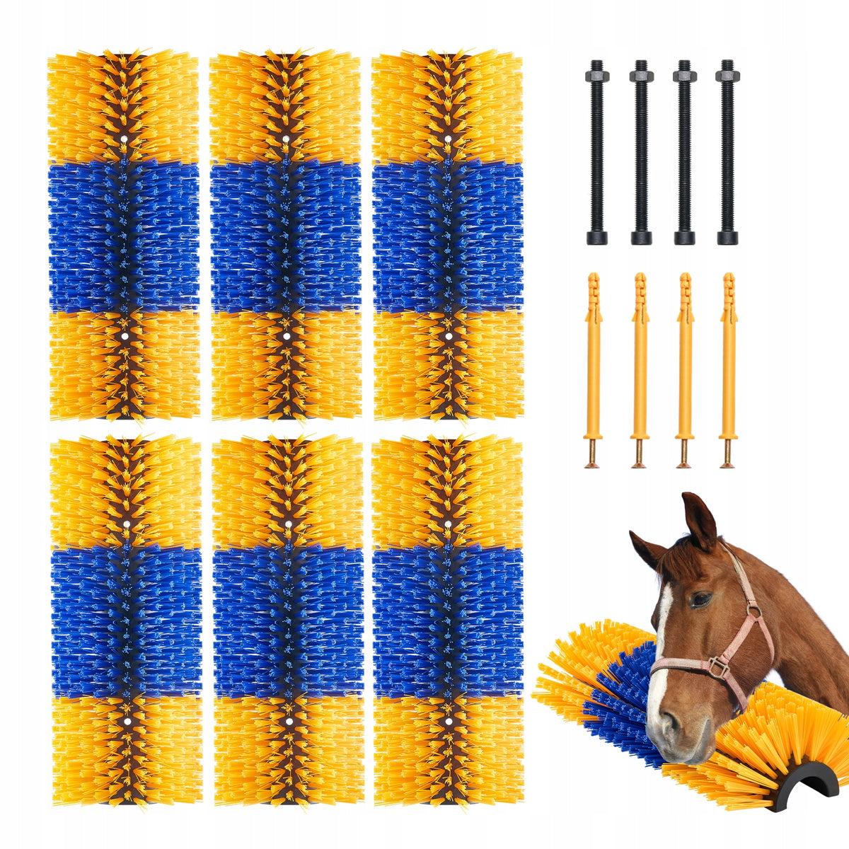 VEVOR CATTLE BRUSH 6-PIECE SET HEAVY-DUTY SCRATCHER FOR ANIMAL GROOMING