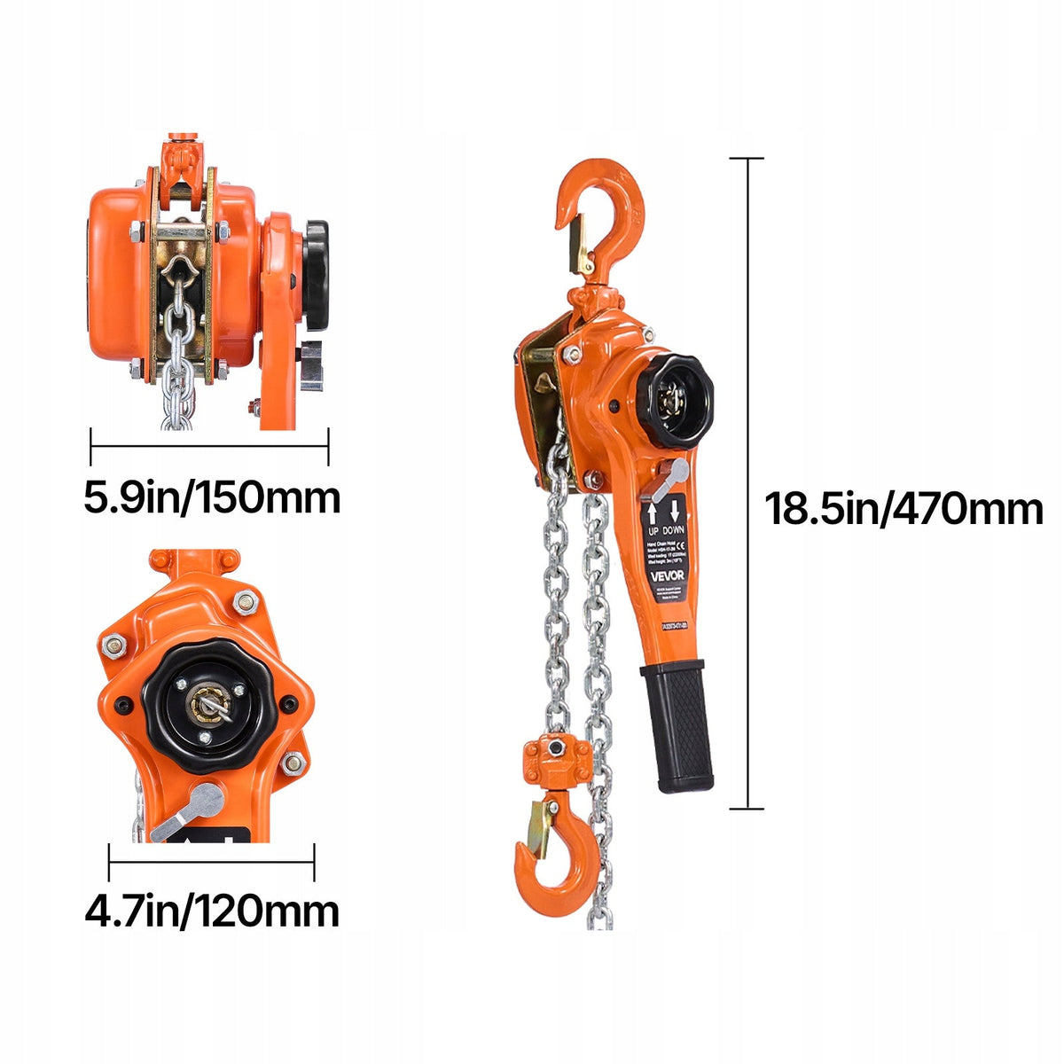 LEVER HOIST VEVOR 1T MANUAL CHAIN G80 WESTON BRAKE 3M