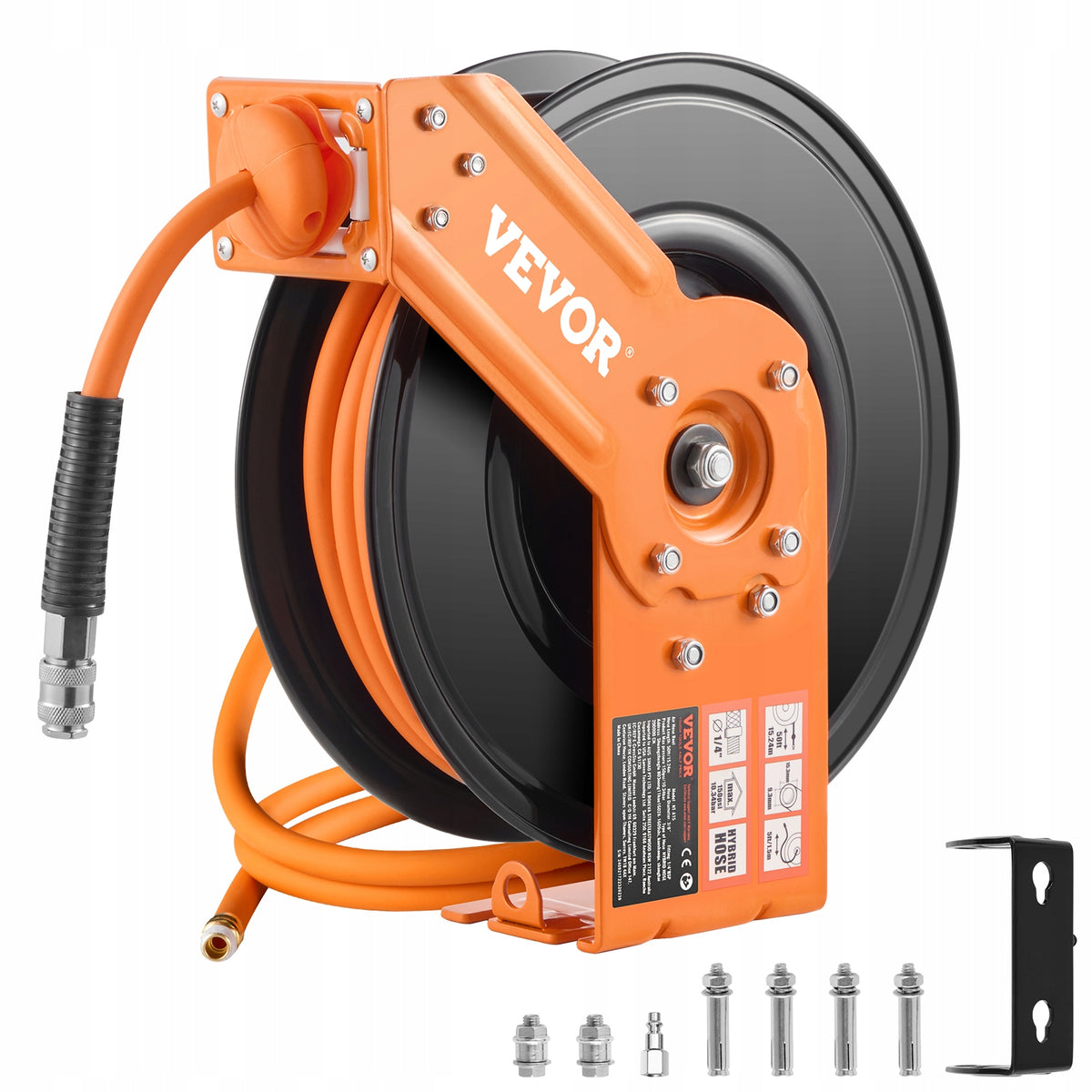 VEVOR AIR HOSE REEL 3/8" X 50FT HYBRID HOSE